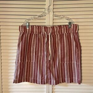 da-sh Women’s Casual Skirt Red White Striped Elastic Tie Waist Pockets Size XL